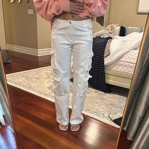 White Low-rise Denim Pants